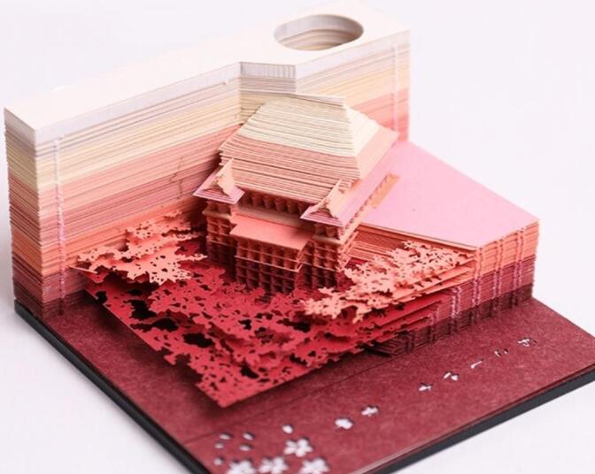 激光鏤空雕刻機360度創(chuàng  )意切割3d建筑模型便簽紙，無(wú)毛邊，不燒焦